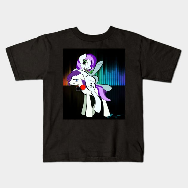 DJ Ponies Kids T-Shirt by TheOtherCatObsessedDemon